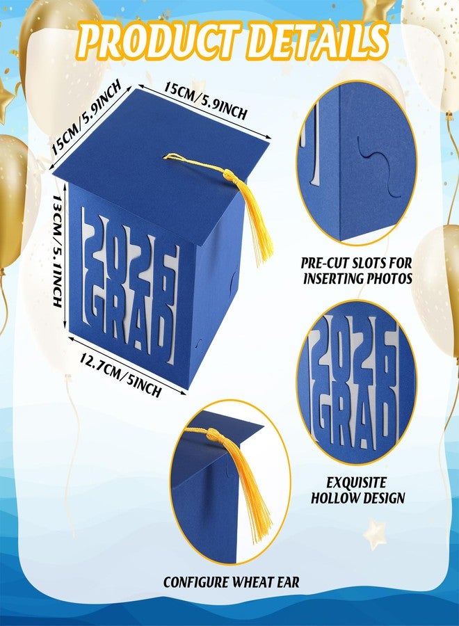 Geelin 8 Pcs 2026 Graduation Box Centerpieces Blue Graduation Photo Display 5 x 5 x 5.1 Inch 2026 Grad Party Favor Gift College Cap Picture Box with Tassel for Table Photo Props Frame - Image 4