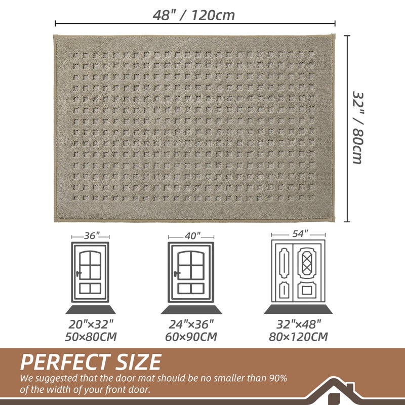 BEQHAUSE Dirt Trapper Door Mat 32" x 48", Waffle Door Mats Indoor Entrance, Dog Doormats for Mud Paws Absorbent and Dirt Resist Floor Mats Non-Slip Washable Rugs for Entryway Welcome Mat, Beige - Image 2