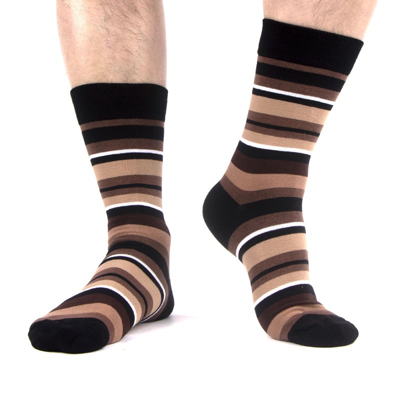 WeciBor Men's Brown Dress Socks - 6 Pack Seamless Cotton Crew Socks, Size 7-12 for Business & Everyday Wear - Image 4