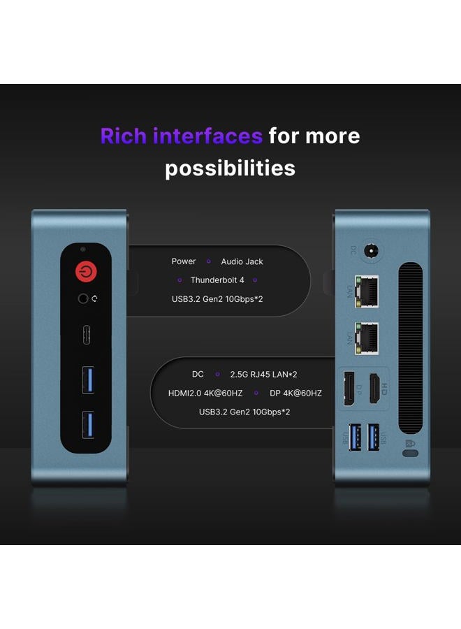 BOSGAME P2 Plus Mini PC, 12th Intel i7-12700H Mini Computers, 32GB DDR5, 512GB PCIe SSD, 4K Triple Display & USB4, RJ45 Dual LAN & Wi-Fi 6E & BT5.2, Desktop Computers for Home, Office, Design - Image 3