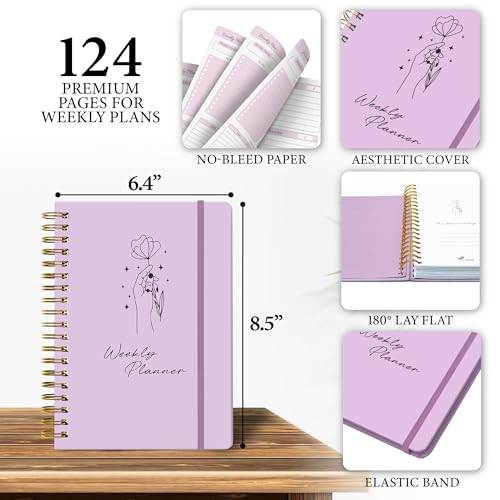 Only Zest Undated Weekly Planner – Minimalist Notebook for Work, Home & Daily Writing | Simple Matte Planner for Goals, Appointments, Notes & Productivity, Elegant Cardstock Pages, Purple - Image 2