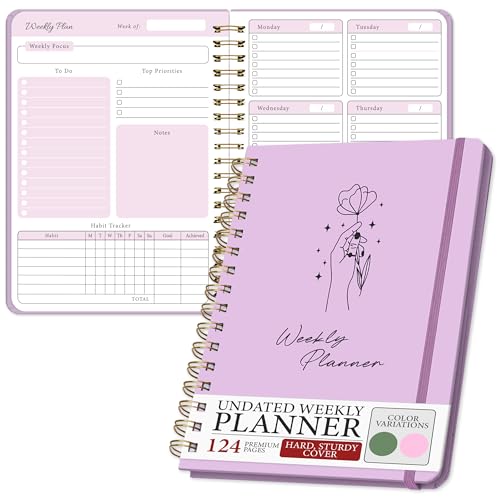 Only Zest Undated Weekly Planner – Minimalist Notebook for Work, Home & Daily Writing | Simple Matte Planner for Goals, Appointments, Notes & Productivity, Elegant Cardstock Pages, Purple - Image 1