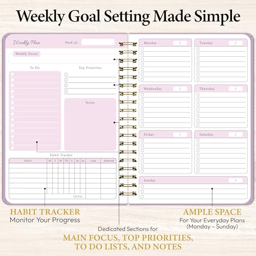 Only Zest Undated Weekly Planner – Minimalist Notebook for Work, Home & Daily Writing | Simple Matte Planner for Goals, Appointments, Notes & Productivity, Elegant Cardstock Pages, Purple - Image 3