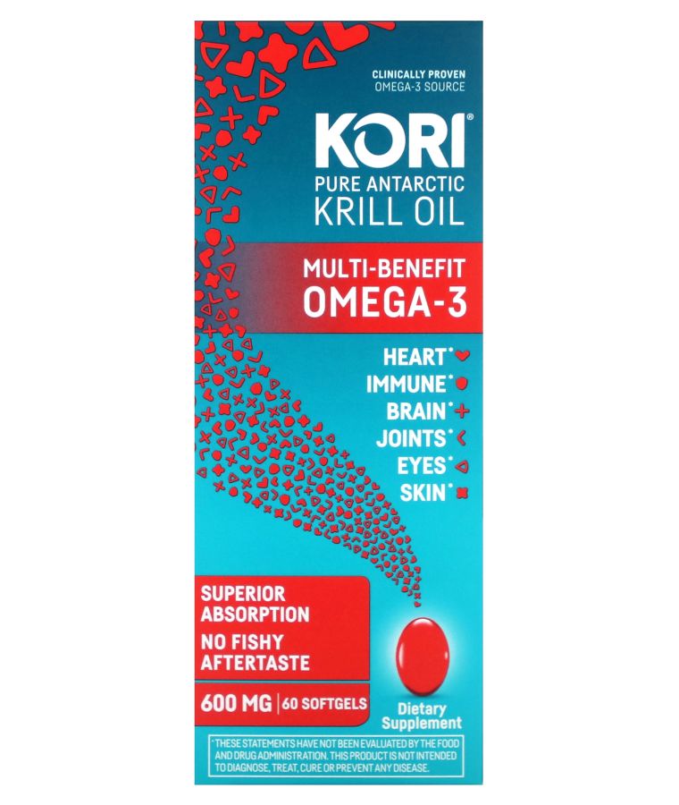 Pure Atlantic Krill Oil Multi-Benefit Omega-3 60 Softgels (600 mg per Softgel)