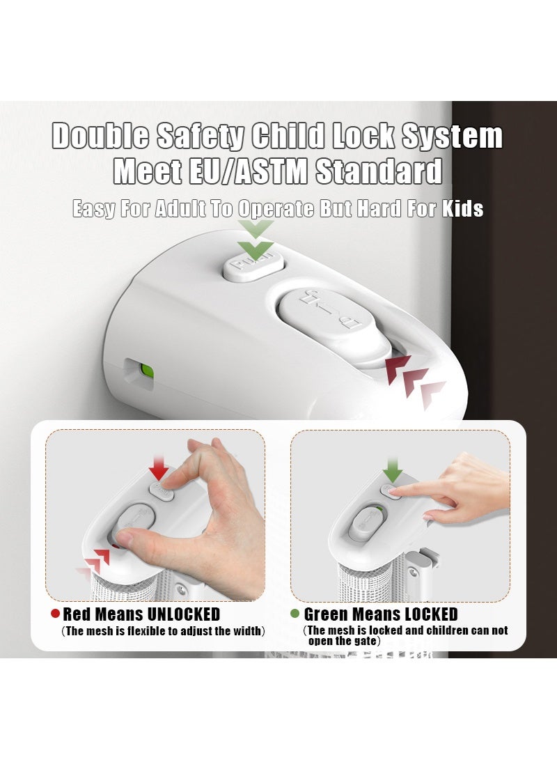 CoddleBaby Retractable Baby Gate for Stairs and Doorways, Extra Wide Mesh Safety Gate for Kids & Pets, Space-Saving, One-Hand Operation, Easy Installation - Image 3