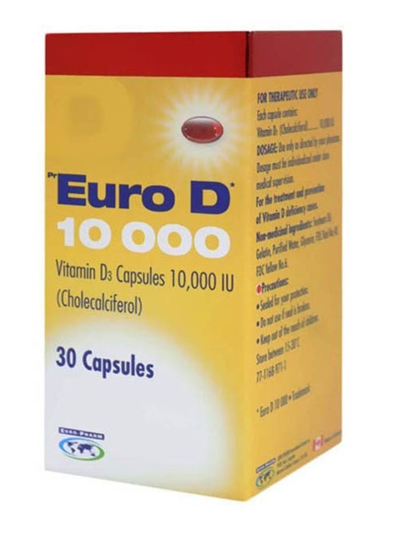 Euro D 10,000 IU Vitamin D3 Capsules (30's)
