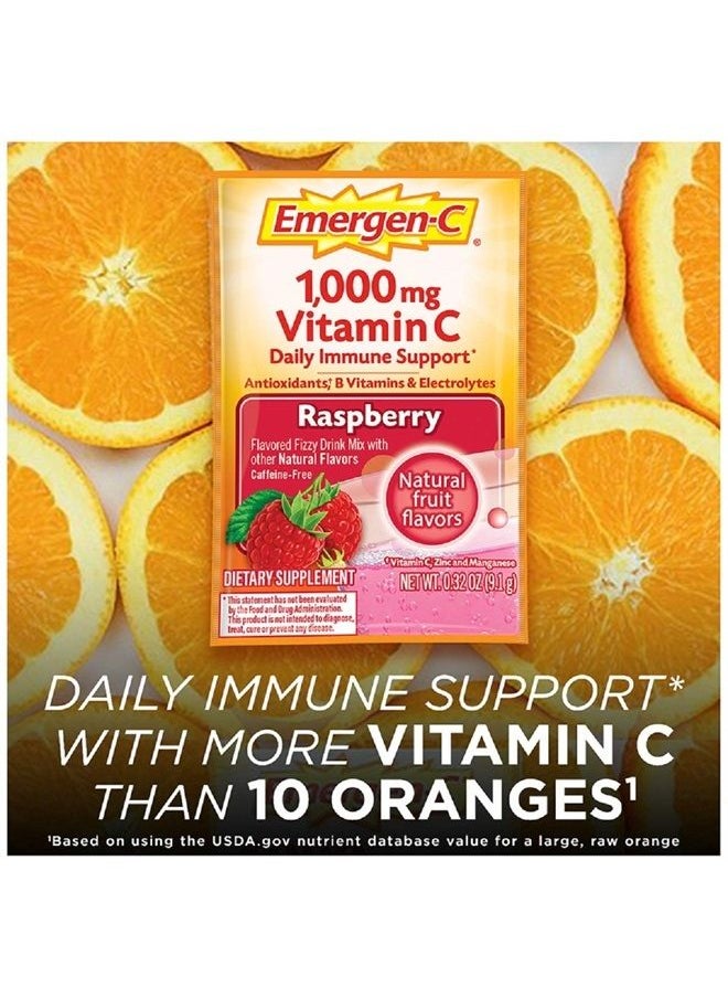 Emergen-C 1000mg Vitamin C Powder, with Antioxidants, B Vitamins and Electrolytes, Immunity Supplements for Immune Support, Caffeine Free Fizzy Drink Mix, Raspberry Flavor - 30 Count/1 Month Supply  - Image 3