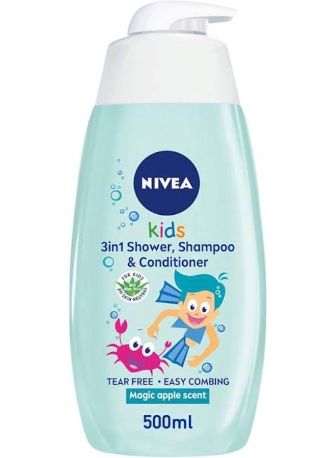 Kids 3in1 Shower & Shampoo Bath Bio Aloe Vera Apple Scent 500ML