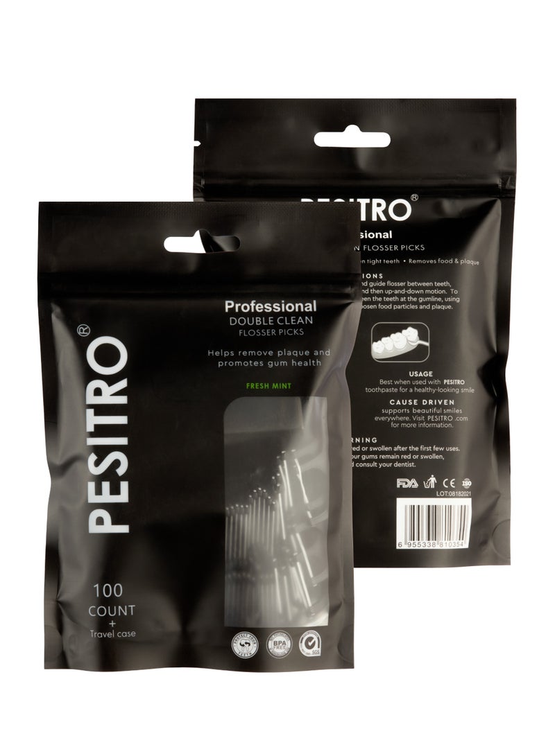PESITRO Professional Double Clean Picks – Dual-Ended UHMWPE Floss + Precision Pick, 100-Pack with Travel Case - Image 2