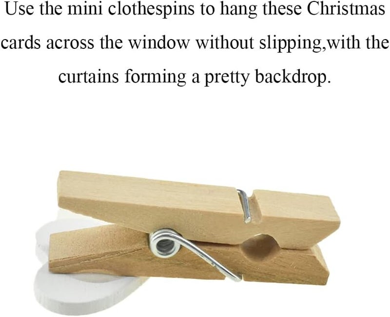 HAHIYO Heart Painted Mini Wooden Clothespin Clip Photo Paper Holders 1.38inch Tight Clamp Not Fray Rope Post Notices Handy Read for Hanging Postcard Wedding White 50PCS - Image 4