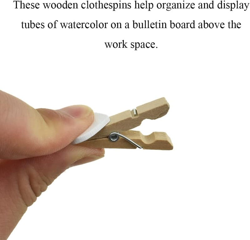 HAHIYO Heart Painted Mini Wooden Clothespin Clip Photo Paper Holders 1.38inch Tight Clamp Not Fray Rope Post Notices Handy Read for Hanging Postcard Wedding White 50PCS - Image 3