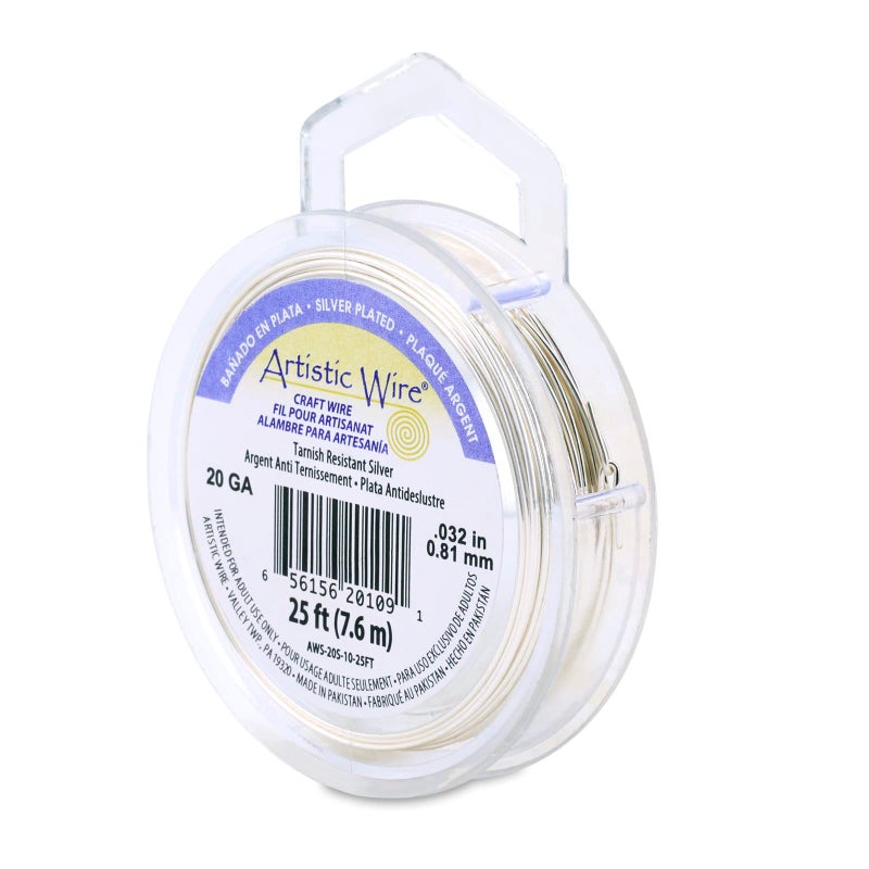 Artistic Wire سلك فضي فني غير قابل للتأكسد، 20 قياس، 25 قدم - Image 1