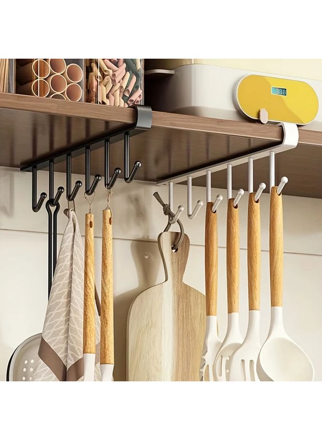 Black Multifunctional Kitchen Storage Rack With 6 Hooks Wall Mounted - Image 3