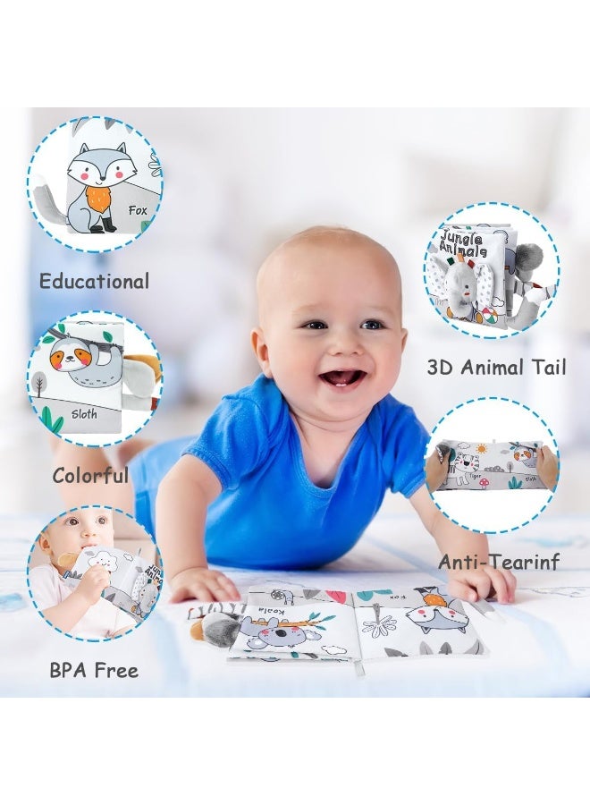 يوڠام كتب أطفال قماشية غير سامة بملمس طري مع أصوات خشخشة وقماش ثلاثي الأبعاد للمس والشعور، كتب حسية عالية التباين للأطفال من عمر 0 إلى 12 شهرًا، لعبة نشاط ولمس للرضع لتطوير القدرات المبكرة - Image 4
