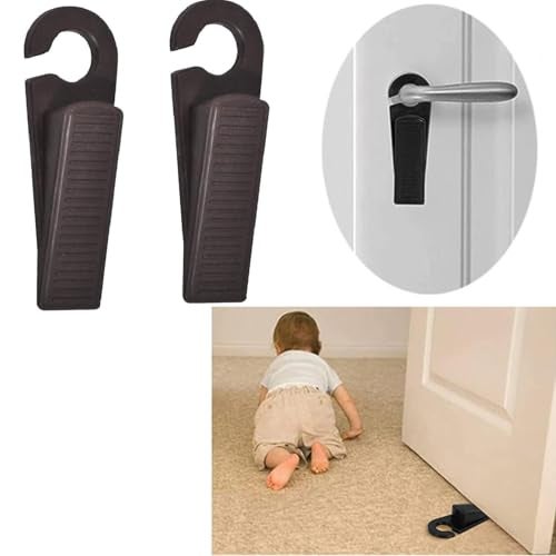 Prostuff.in® Door Wedge Stoppers with Holder Heavy Duty Slip-Resistant Rubber Door Stopper Assorted Colour 2 Pcs - Image 2