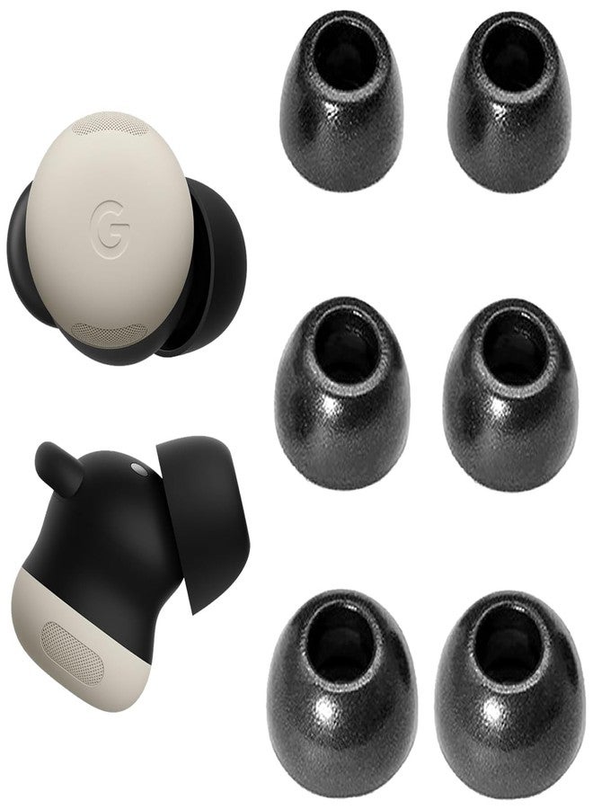 A-Focus for Pixel Buds Pro 2 Memory Foam Ear Tips, 3 Pairs Replacement Comfortable No Silicone Pain Fit in Case Eartips Cover Compatible with New Google Pixel Buds 2 Pro Black L/M/S - Image 1