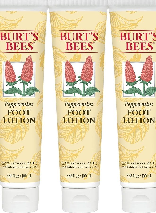 Burt's Bees Peppermint Oil Foot Lotion, 3.38 Oz - Pack of 3 (Package May Vary) - Image 1