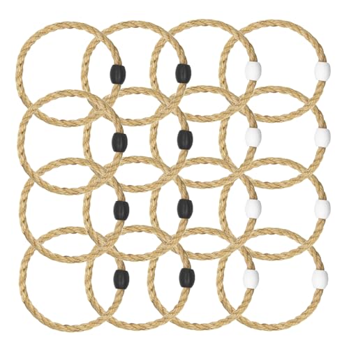 DONZWIYES 16 Pack Sisal Rope Ring Toss Game Replacement Parts for Adults and Kids Outdoor Toss Rings for Agility Practice and Speed Game and Yard Games and Lawn Games for Party Black and White - Image 1
