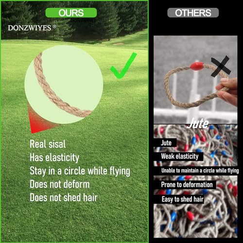 DONZWIYES 16 Pack Sisal Rope Ring Toss Game Replacement Parts for Adults and Kids Outdoor Toss Rings for Agility Practice and Speed Game and Yard Games and Lawn Games for Party Black and White - Image 5
