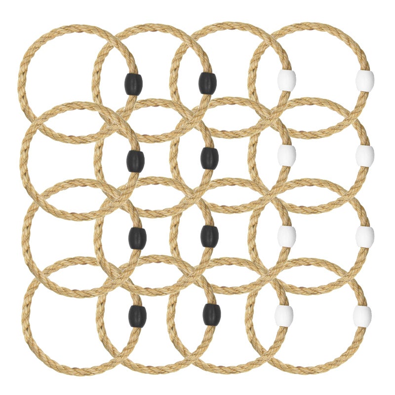 DONZWIYES 16 Pack Sisal Rope Ring Toss Game Replacement Parts for Adults and Kids Outdoor Toss Rings for Agility Practice and Speed Game and Yard Games and Lawn Games for Party Black and White - Image 4