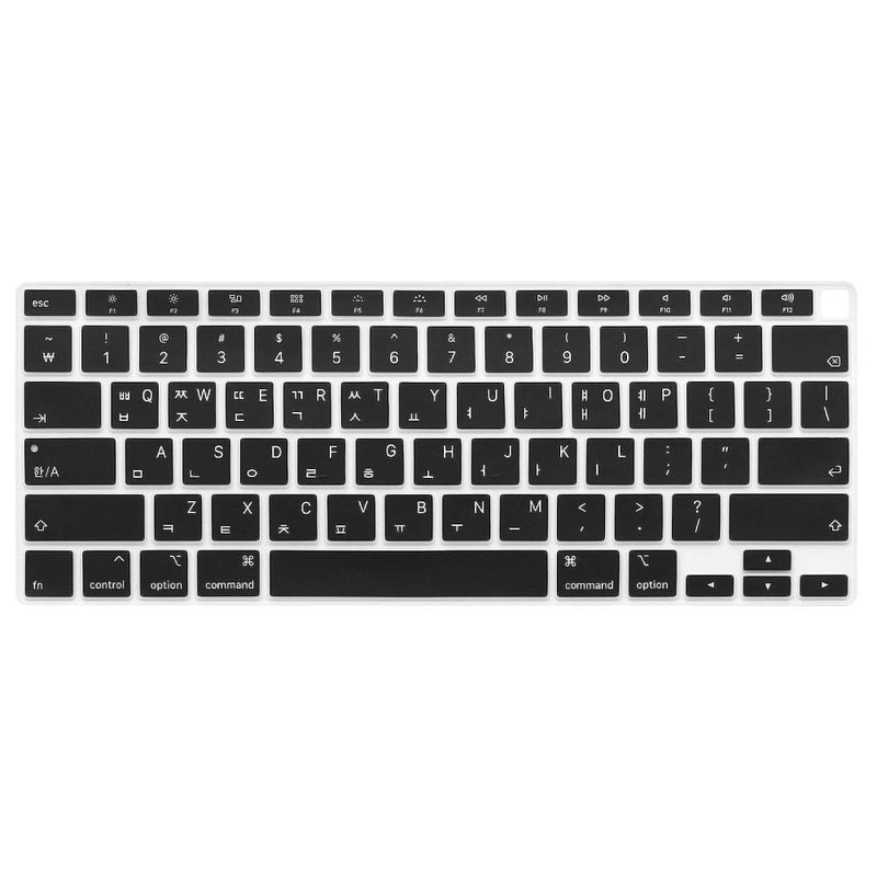 ProElife Korean Language Ultra Thin Silicone Keyboard Cover for 2021 2020 MacBook Air 13 Inch A2179 and A2337 Apple M1 Chip (US Layout) with Touch ID Keyboard Accessories Protective Skin (Black) - Image 1