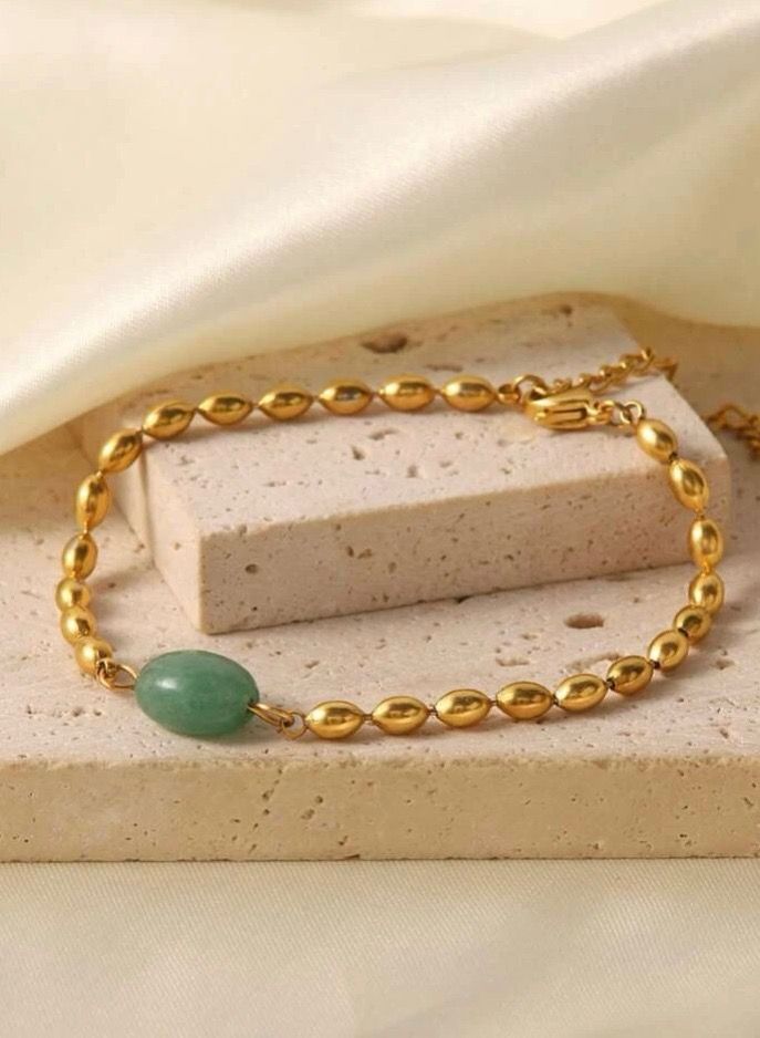 نونز أب اسوارة نسائية من الاستانلس ستيل مطلية باللون الذهبي عيار 18 - Image 1