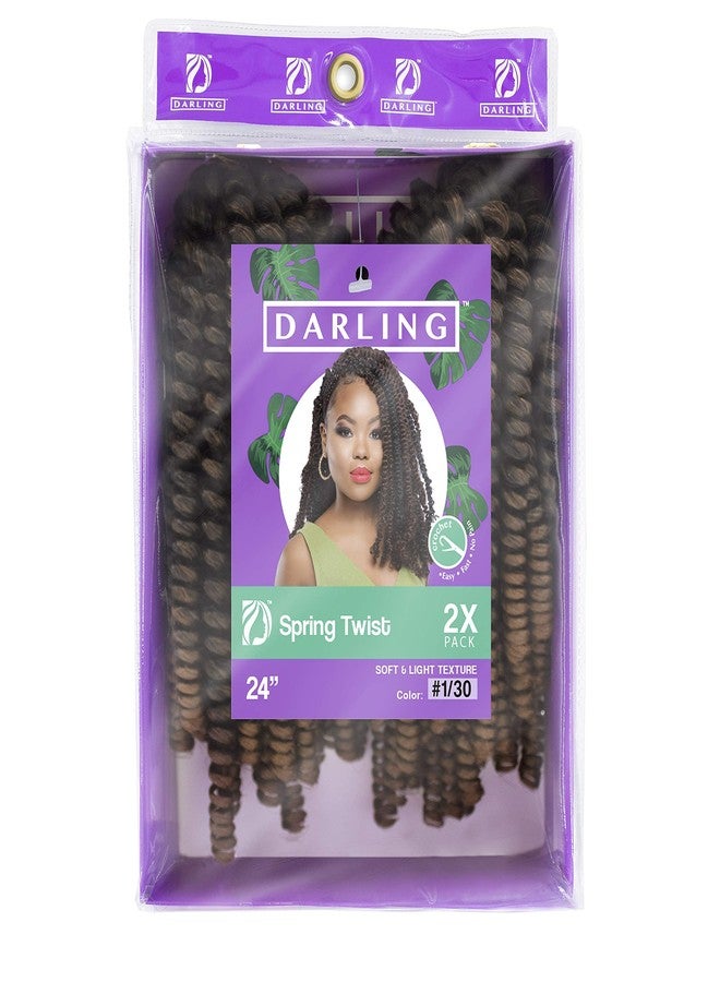 Darling Spring Twist 2X Crochet Hair Extensions (1 Pack, 2 per pack), Bomb Twist, Natural and Soft Texture, Black Afro curly 2X per Pack, 24 Inch, #1/30 - Image 2