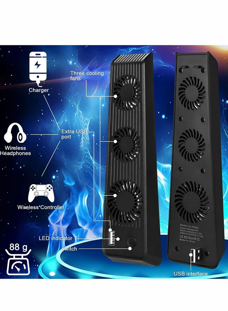 AOLION For PS5 Cooling Fan, for Console with 3 Fans, USB Ports, Upgrade Quiet Self-Starting Fan Accessorie - Image 2