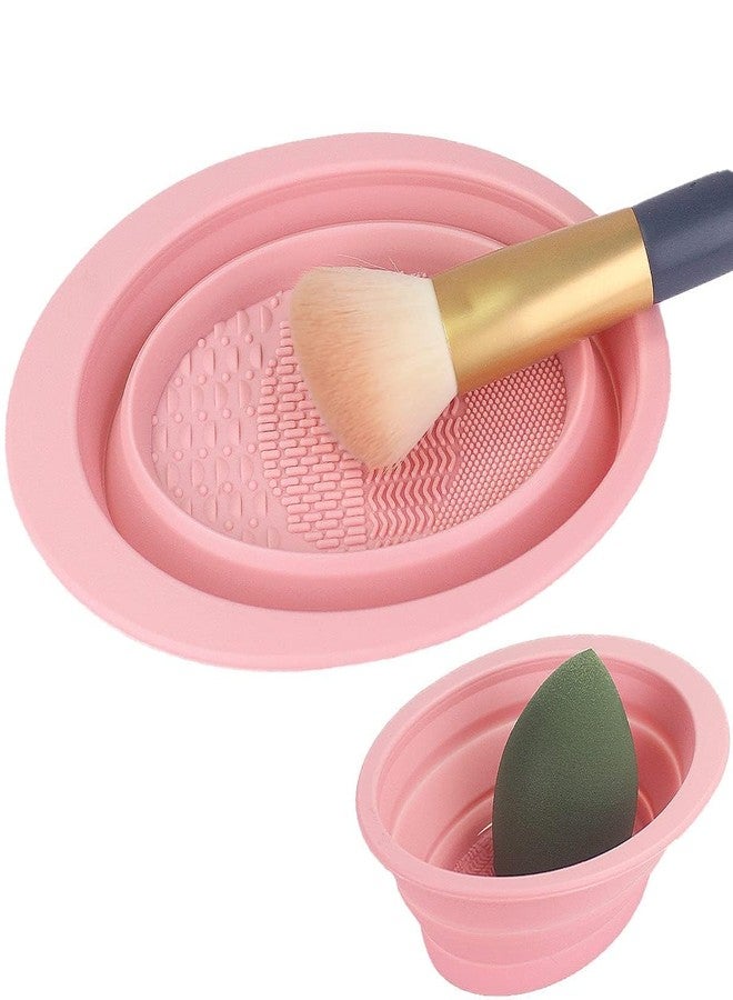 SQUICKLE Foldable Makeup Brush Cleaning Mat | Silicone Durable Reusable Makeup Brush Cleaning Bowl | Makeup Sponge Holder Cleaner Mat with Beauty Blender Sponge (Makeup Brush Cleaner) - Image 1