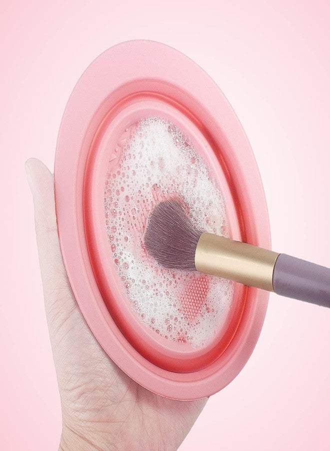 SQUICKLE Foldable Makeup Brush Cleaning Mat | Silicone Durable Reusable Makeup Brush Cleaning Bowl | Makeup Sponge Holder Cleaner Mat with Beauty Blender Sponge (Makeup Brush Cleaner) - Image 2