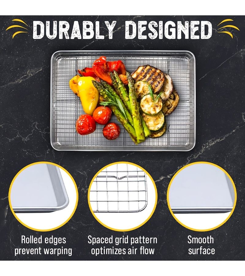 1pc Stainless Steel Baking Tray With Cooling Rack For Grilling Cakes Chicken Wings - Image 5