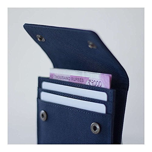 DailyObjects Blue Women's Flip Top Card Wallet | Made with Ballistic Nylon Material | Carefully Handcrafted | Holds up to 5 Cards | Slim and Easy to Fit in Pocket | Safety with Button Closure - Image 5