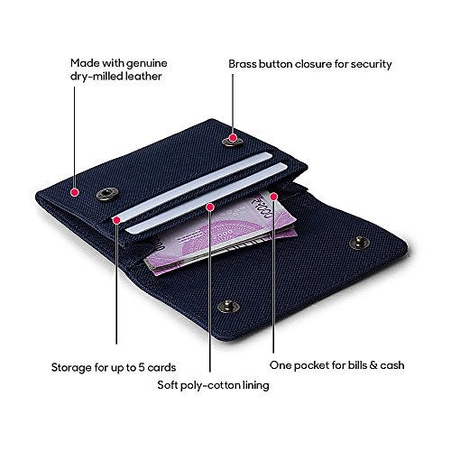 DailyObjects Blue Women's Flip Top Card Wallet | Made with Ballistic Nylon Material | Carefully Handcrafted | Holds up to 5 Cards | Slim and Easy to Fit in Pocket | Safety with Button Closure - Image 2