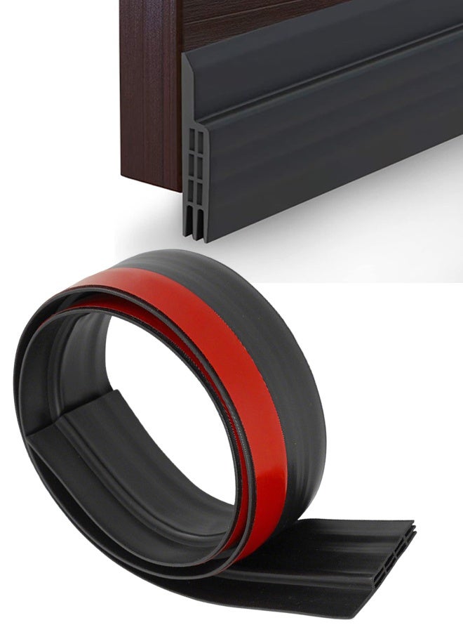 Door Sweep, Door Draft Stopper, Weather Stripping No Tools Required 2" Width x 78" Length Easy Cut to Size (Seal Door Bottom-Black) - Image 1