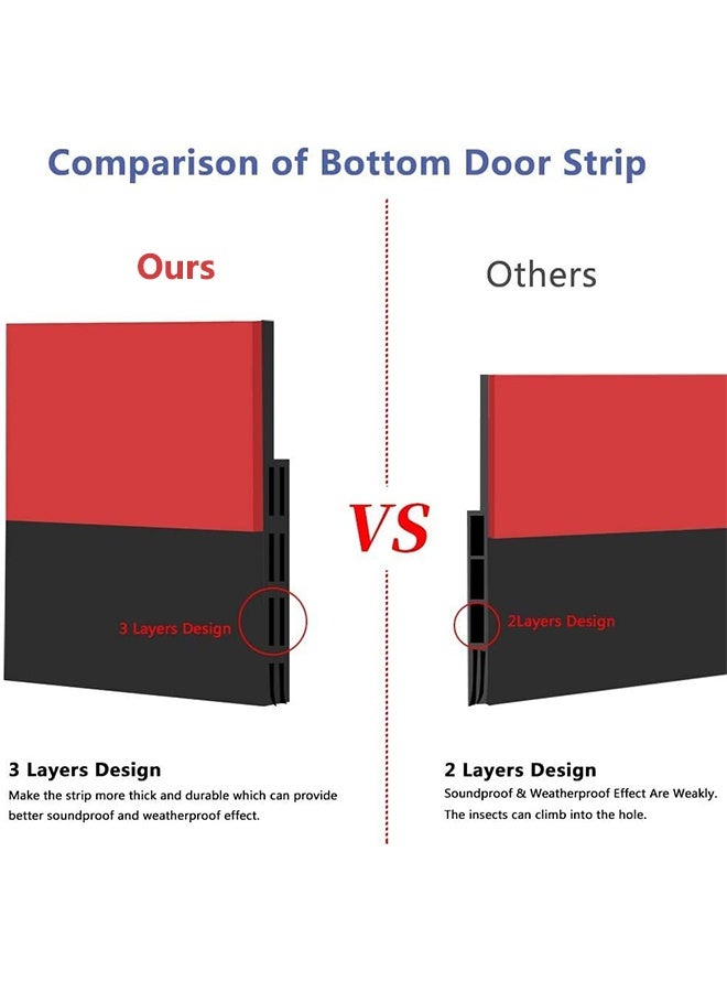 Door Sweep, Door Draft Stopper, Weather Stripping No Tools Required 2" Width x 78" Length Easy Cut to Size (Seal Door Bottom-Black) - Image 4