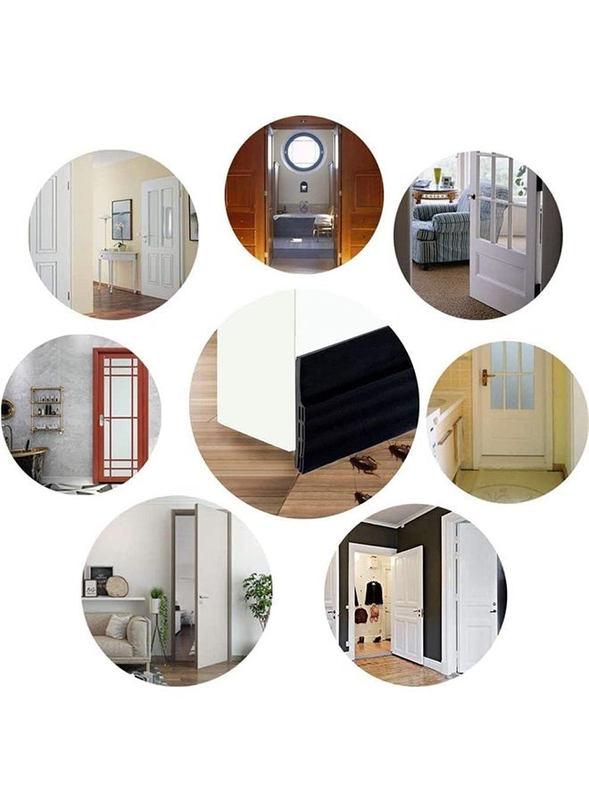 Door Sweep, Door Draft Stopper, Weather Stripping No Tools Required 2" Width x 78" Length Easy Cut to Size (Seal Door Bottom-Black) - Image 5