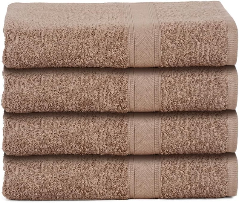 Casa Lino 4 Pack Hand Towels for Bathroom 18x28 100 Cotton Ultra Soft Highly Absorbent Premium Luxury Towels for Gym Shower Hotel New Apartment Essentials Brown