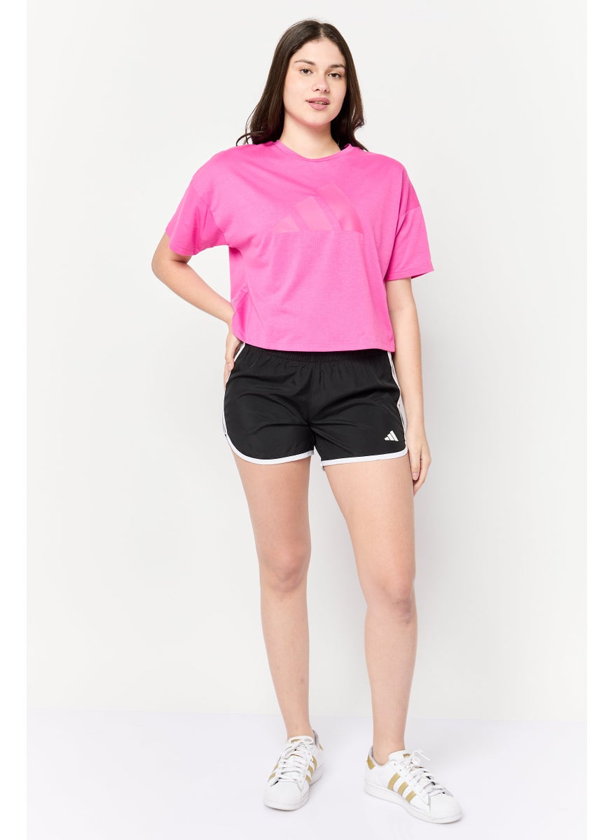 Adidas - Women Sportswear Fit Short Sleeve Training Top, Pink - Image 1