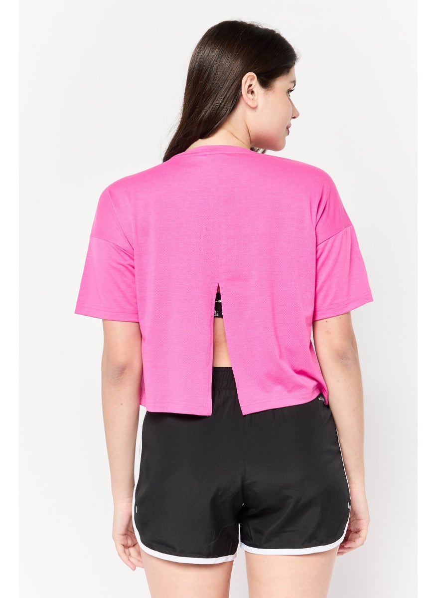 Adidas - Women Sportswear Fit Short Sleeve Training Top, Pink - Image 1