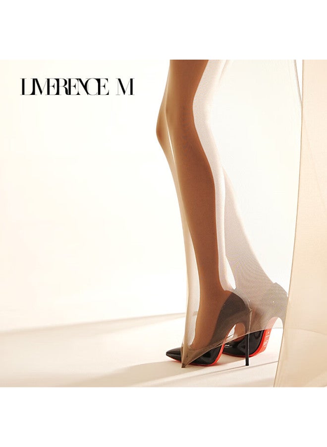 Limerence M Melting Chocolate Sheer Seamless Crotchless Silky Pantyhose White Size M - Image 3