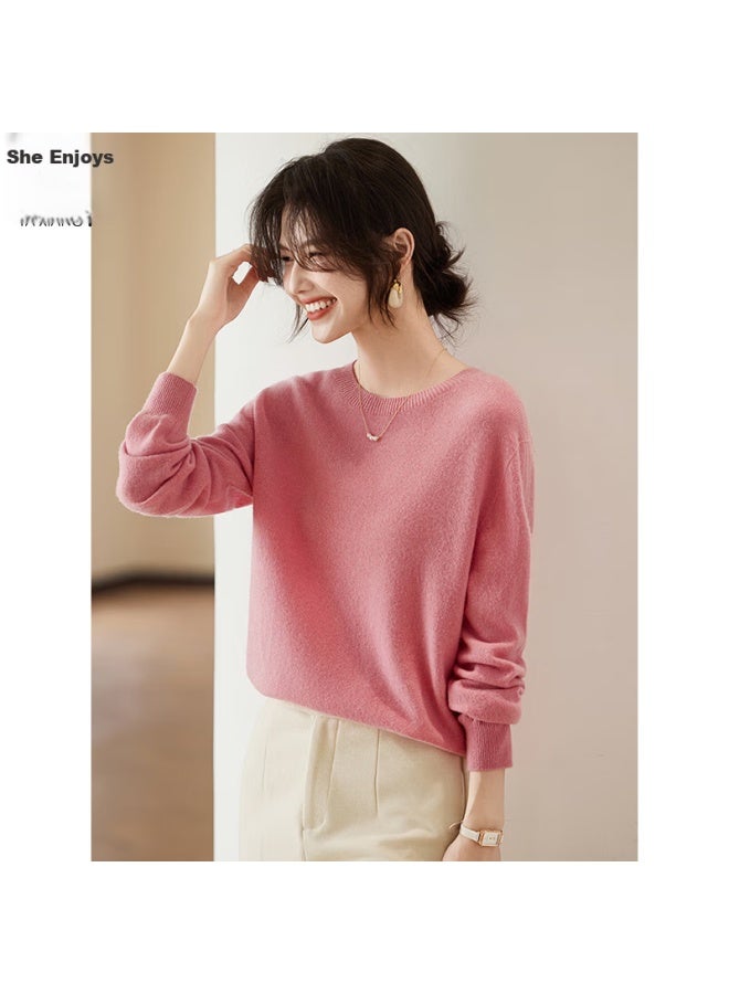 She Enjoys 100% Pure Wool Sweater, Women's Round Neck, Warm Top, Autumn And Winter Inner Layer, Base Layer, Knitted Sweater, T144z8004 - Image 4