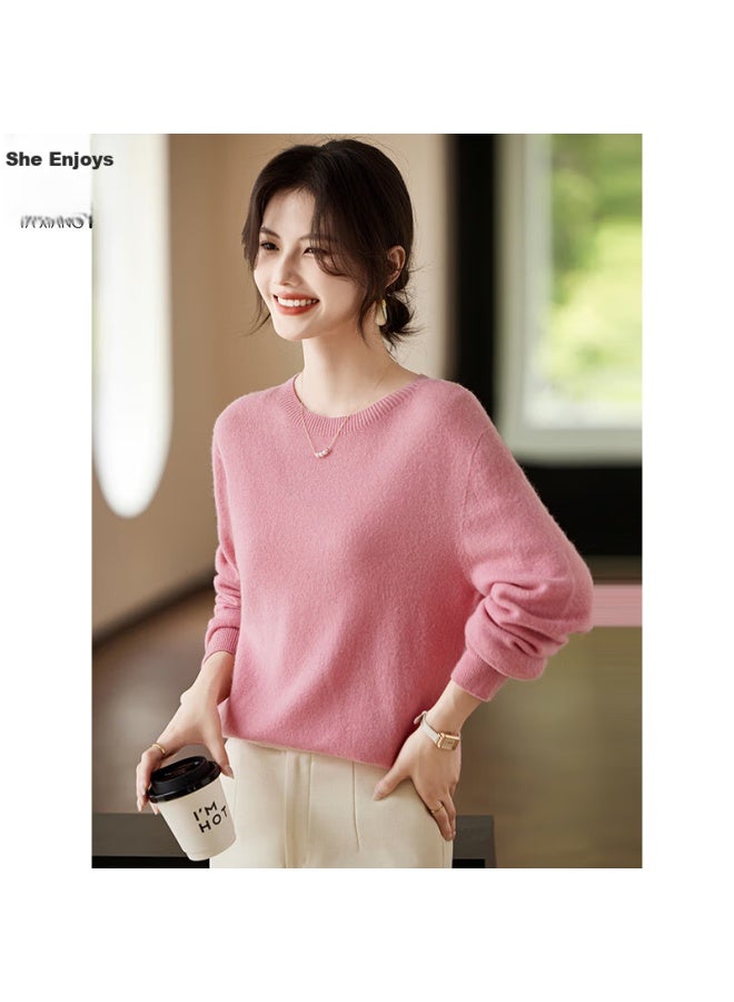 She Enjoys 100% Pure Wool Sweater, Women's Round Neck, Warm Top, Autumn And Winter Inner Layer, Base Layer, Knitted Sweater, T144z8004 - Image 3
