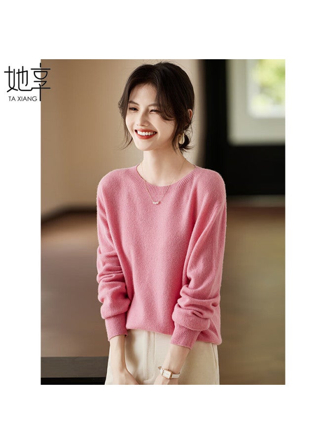She Enjoys 100% Pure Wool Sweater, Women's Round Neck, Warm Top, Autumn And Winter Inner Layer, Base Layer, Knitted Sweater, T144z8004 - Image 5