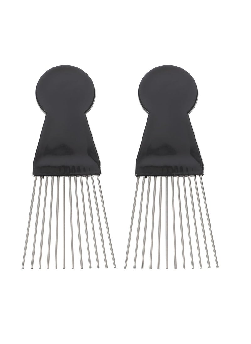 KALLORY - KALLORY Detangling Comb 2pcs for Braid Tools Metal Afro Black Women Men Lift Styling Wig Salon and Combs Detangle African Comb Hair Barber Hairdressing Pick Male Picks Home American Afro Pick - Image 1