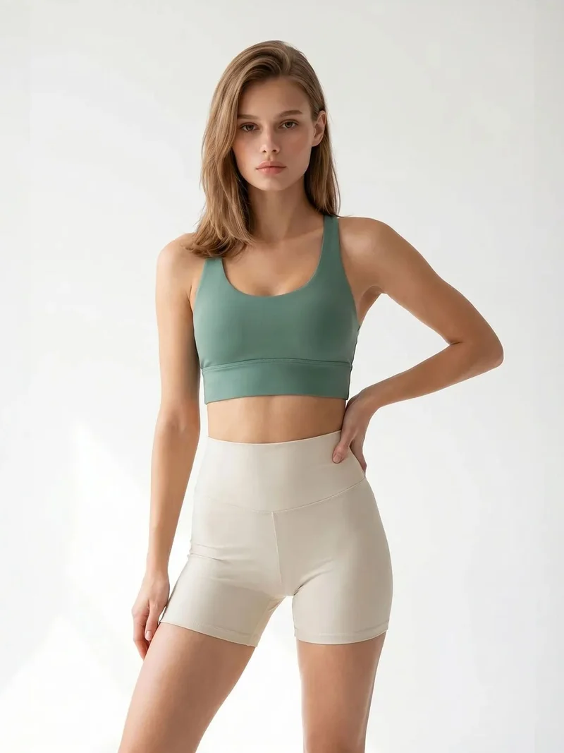 Mixray Oatmeal Natural MIXRAY High-Waist Skinny Cycling Shorts for Women | Best Price UAE