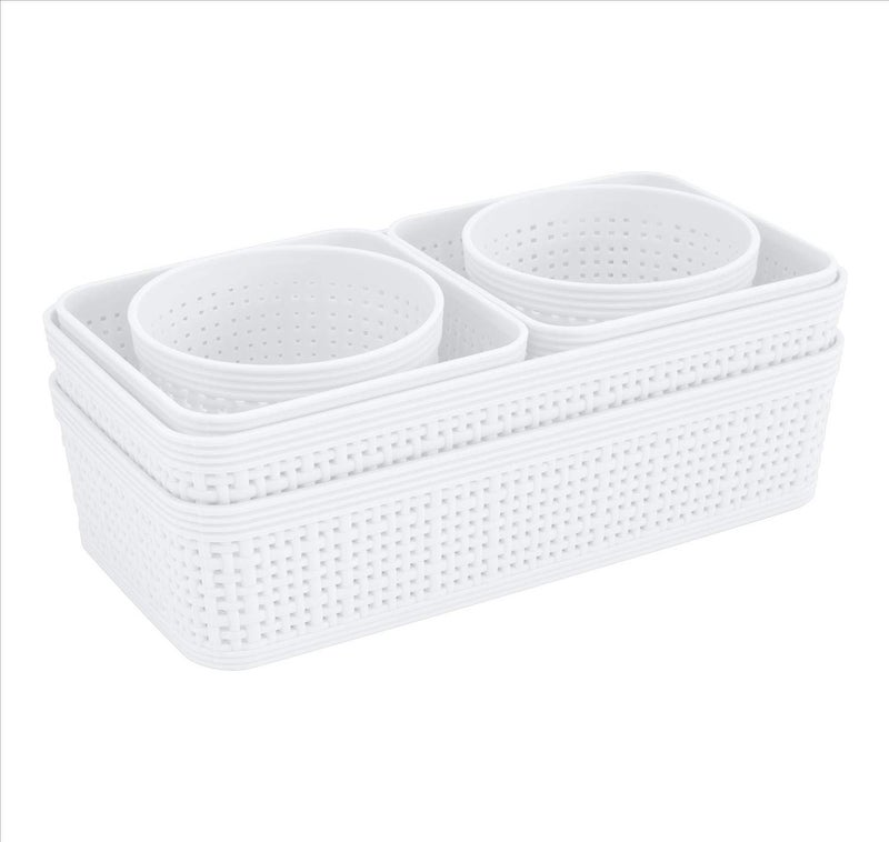 Simplify 6 Piece Organizing Set | Multiple Size Bins | Multipurpose | Office | Desk | Dorm | Bathroom | Storage Basket | Small Items | Accessories | White - Image 1