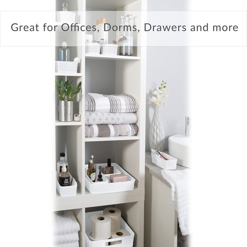 Simplify 6 Piece Organizing Set | Multiple Size Bins | Multipurpose | Office | Desk | Dorm | Bathroom | Storage Basket | Small Items | Accessories | White - Image 3