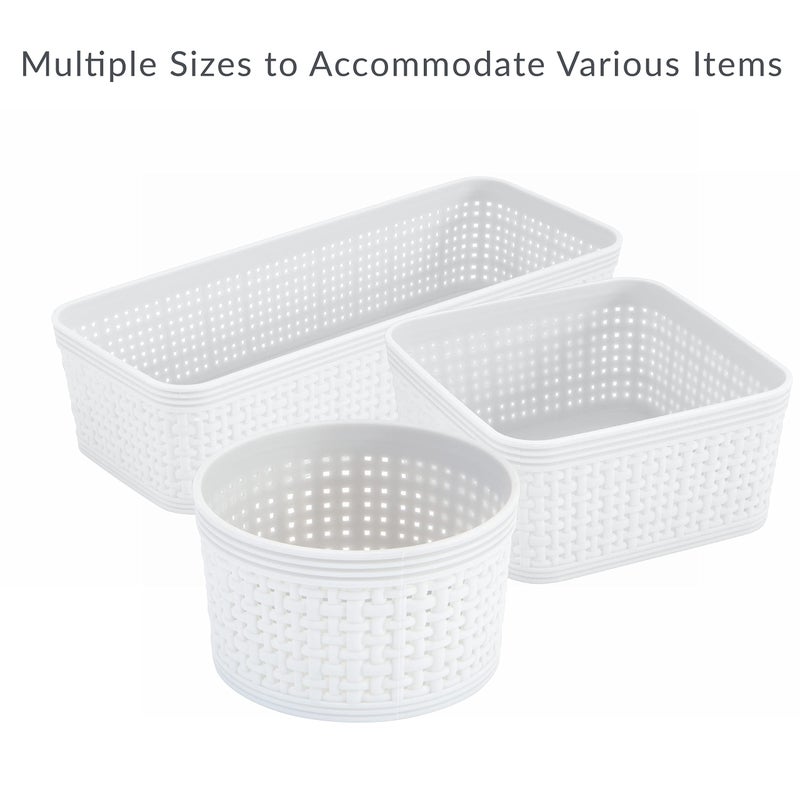 Simplify 6 Piece Organizing Set | Multiple Size Bins | Multipurpose | Office | Desk | Dorm | Bathroom | Storage Basket | Small Items | Accessories | White - Image 4
