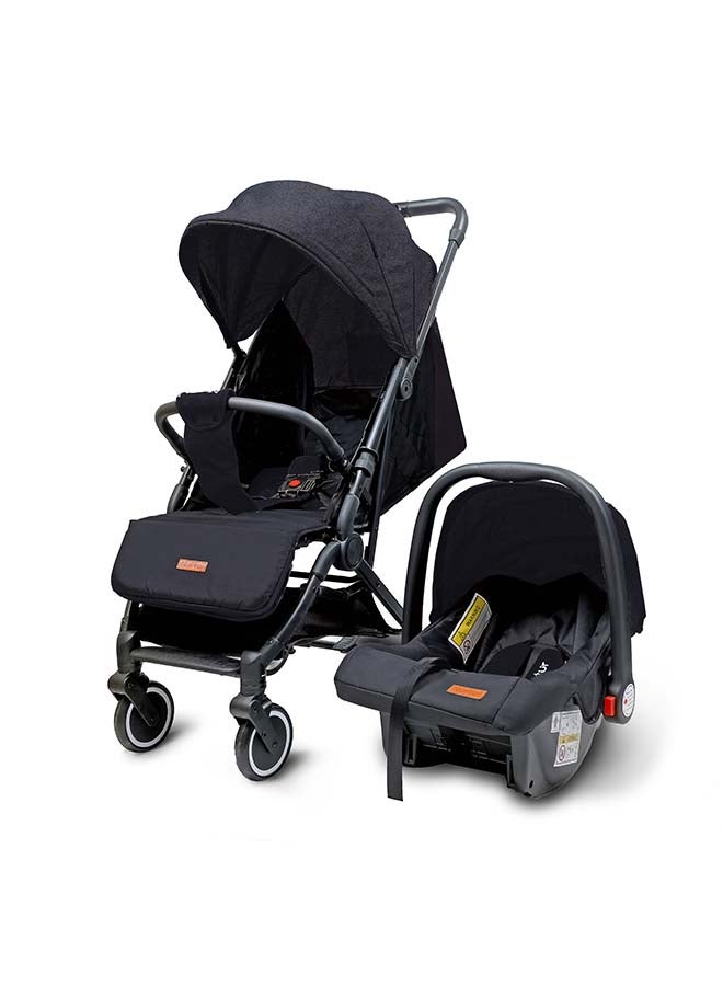 Nurtur Nurtur Plus Travel System - Stroller with Baby Carrier, 0 36 months, Storage Basket, Detachable Bumper, 5 Point Safety Harness, Compact Foldable Design, Black  - Image 1
