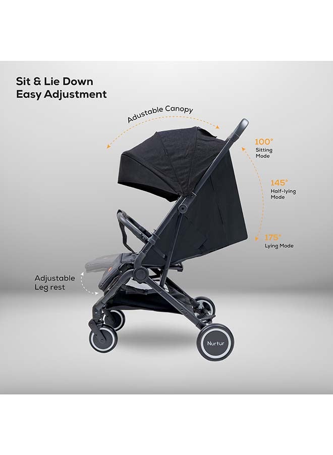 Nurtur Nurtur Plus Travel System - Stroller with Baby Carrier, 0 36 months, Storage Basket, Detachable Bumper, 5 Point Safety Harness, Compact Foldable Design, Black  - Image 2